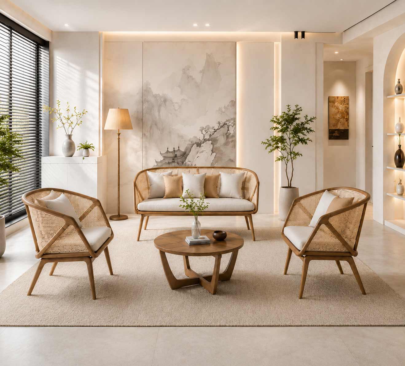 Coastal Cane Living Set